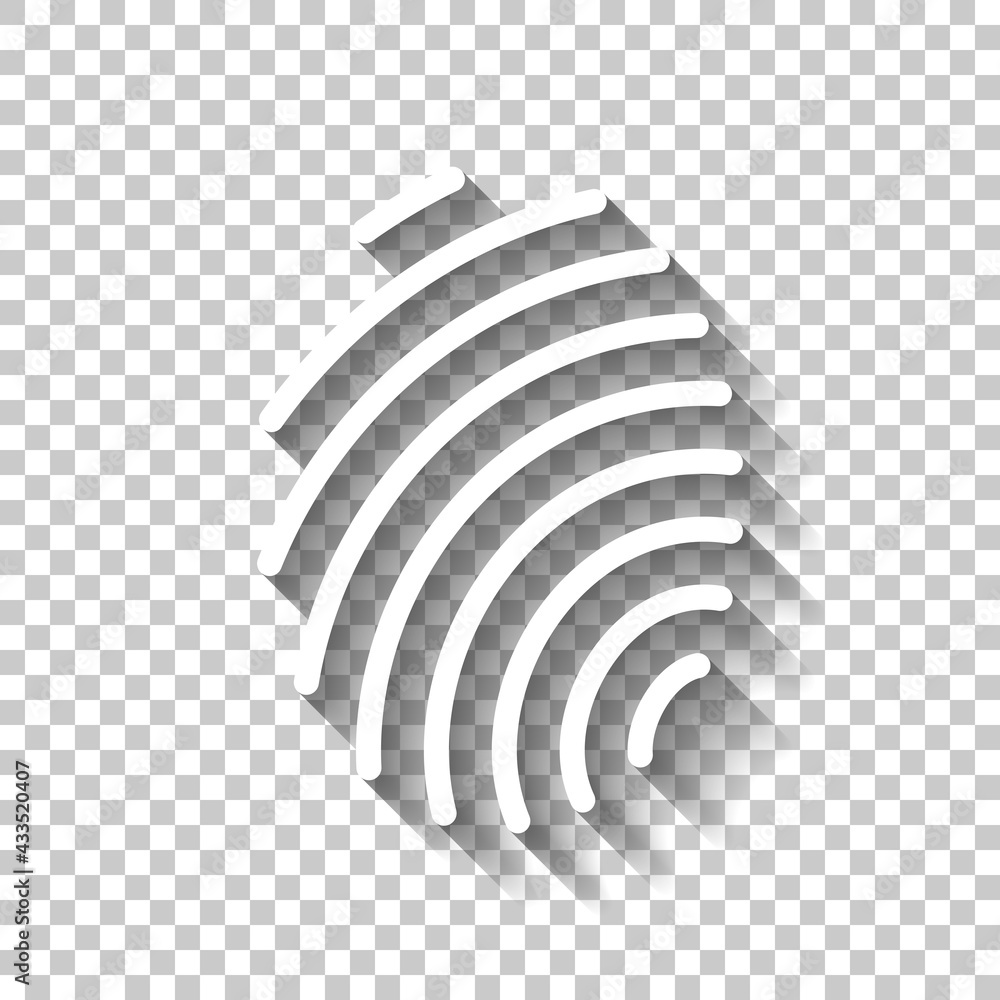 Poster fingerprint, unique identity of person, digital or biometric security. white linear icon with editab