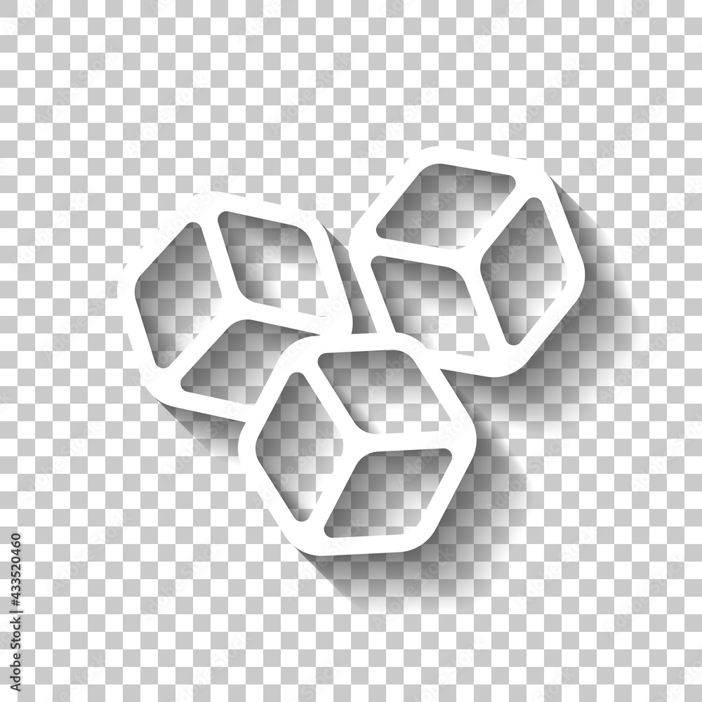 Poster a few cubes, simple icon. white linear icon with editable stroke and shadow on transparent backgroun