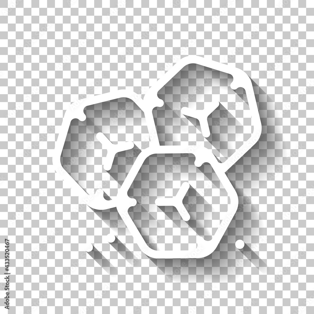 Aufkleber a few cubes of sugar or ice, simple icon. white linear icon with editable stroke and shadow on trans