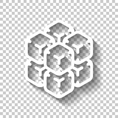 A few cubes, box in 3D, simple icon. White linear icon with editable stroke and shadow on transparent background