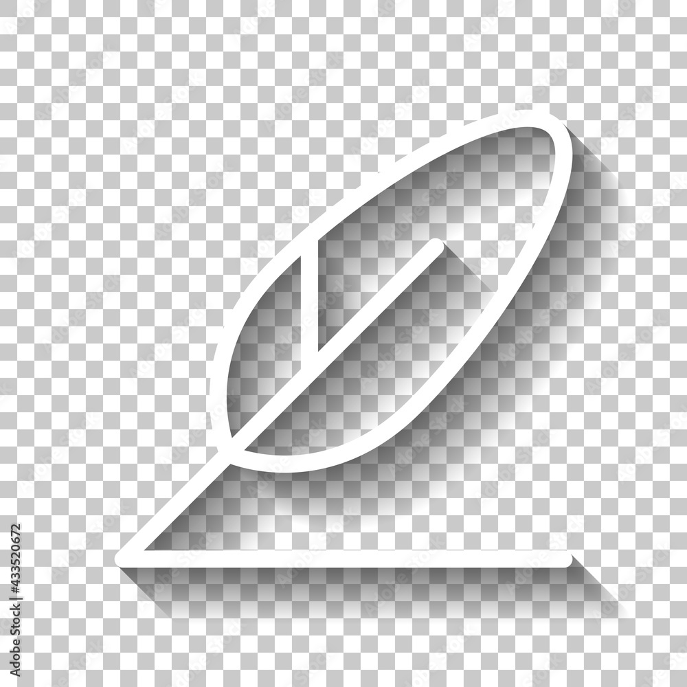 Poster feather pen, logo of copywriter, simple icon. white linear icon with editable stroke and shadow on t