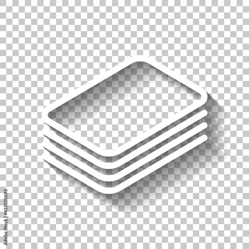 Poster stack of documents of papers, business icon. white linear icon with editable stroke and shadow on tr