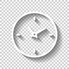 Deurstickers Timer in circle, simple clock or watch, time icon. White linear icon with editable stroke and shadow on transparent background © fokas.pokas