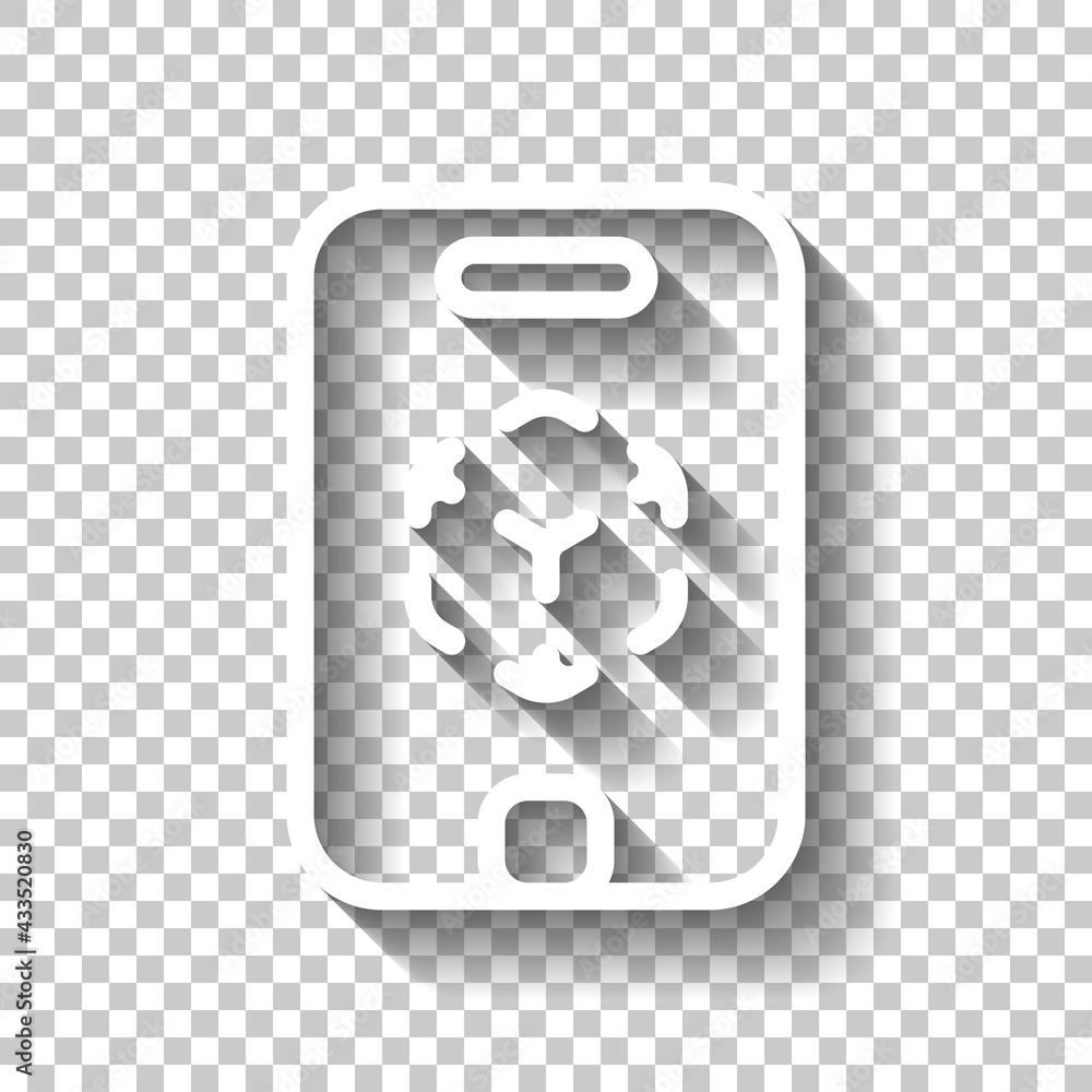 Poster augmented reality, ar mobile technology. white linear icon with editable stroke and shadow on transp
