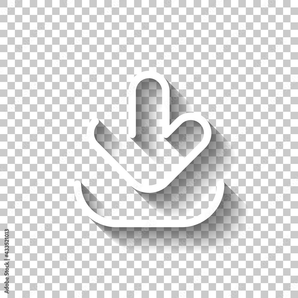 Poster download sign, simple app icon. white linear icon with editable stroke and shadow on transparent bac