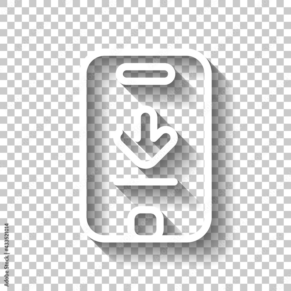 Poster download sign, simple app icon. white linear icon with editable stroke and shadow on transparent bac