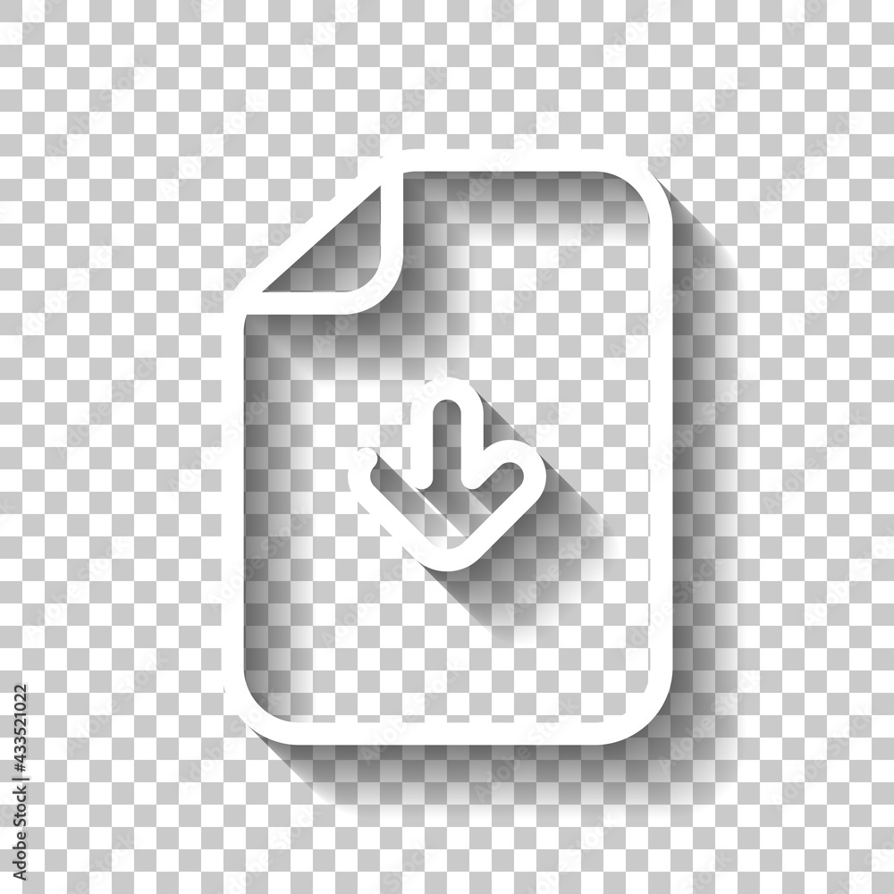 Poster download sign, simple app icon. white linear icon with editable stroke and shadow on transparent bac