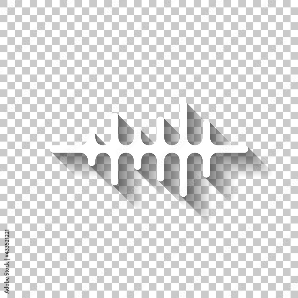 Poster sound wave, simple icon. white linear icon with editable stroke and shadow on transparent background