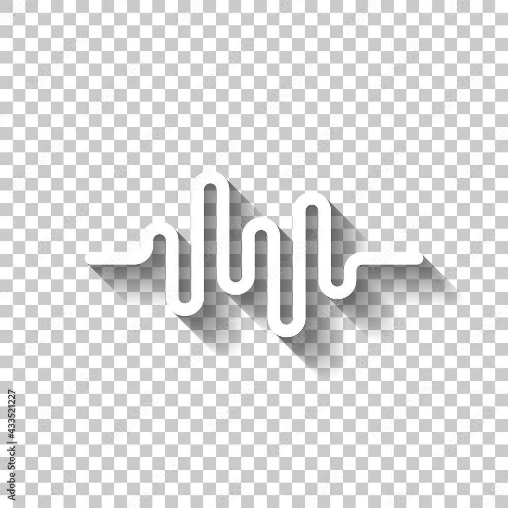 Poster sound wave, simple icon. white linear icon with editable stroke and shadow on transparent background