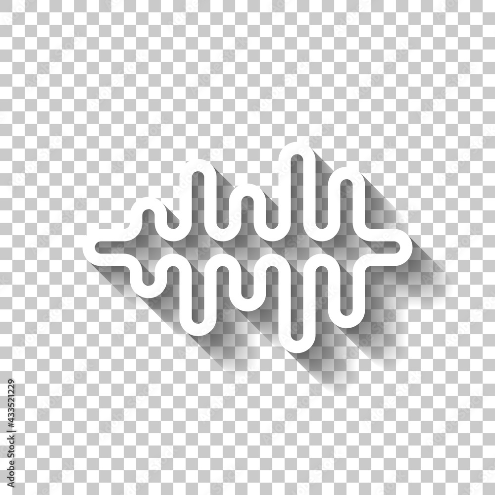 Poster sound wave, simple icon. white linear icon with editable stroke and shadow on transparent background