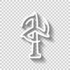 Obraz premium Wind turbine, green energy, ecology technology, simple icon. White linear icon with editable stroke and shadow on transparent background