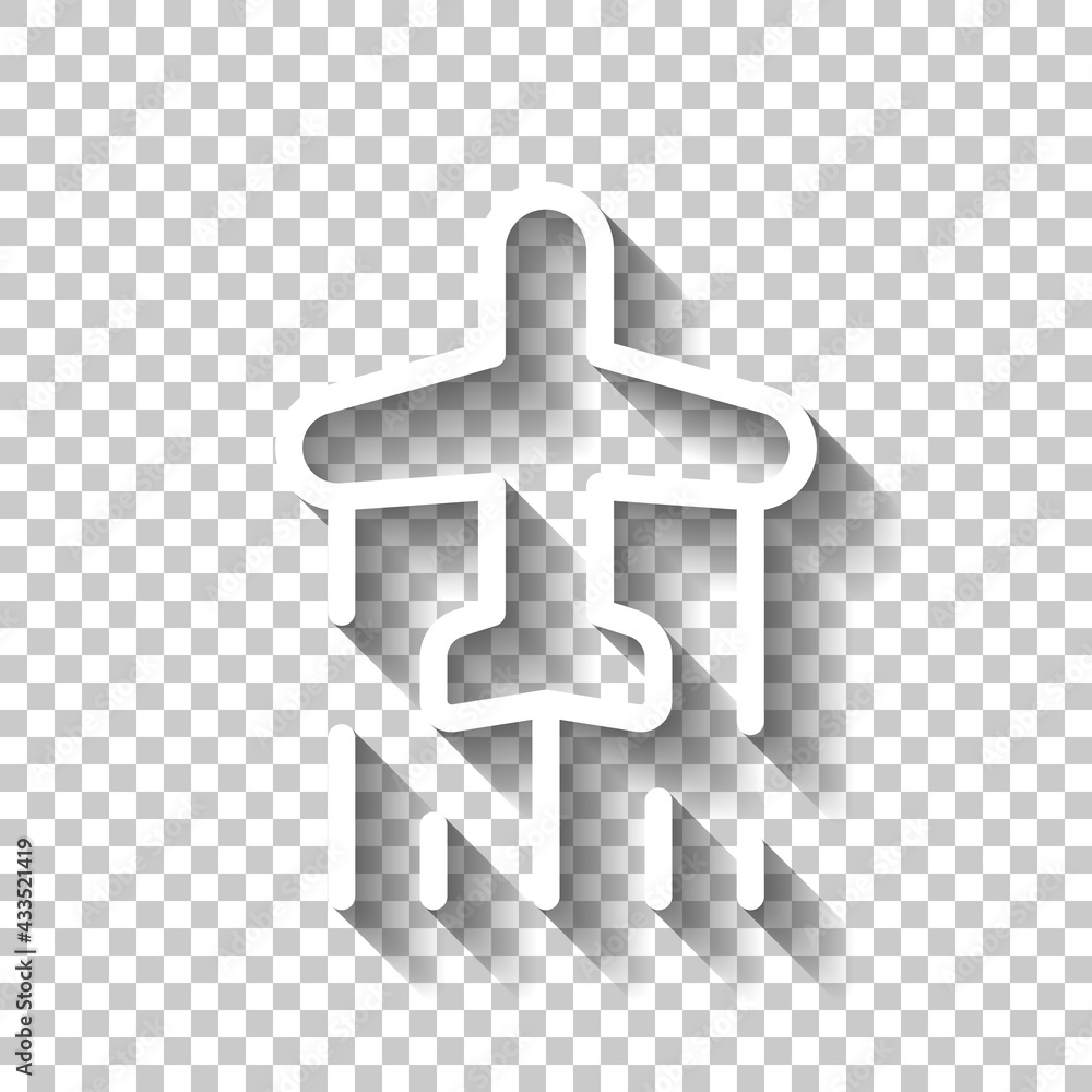 Poster plane silhouette, simple business icon. white linear icon with editable stroke and shadow on transpa