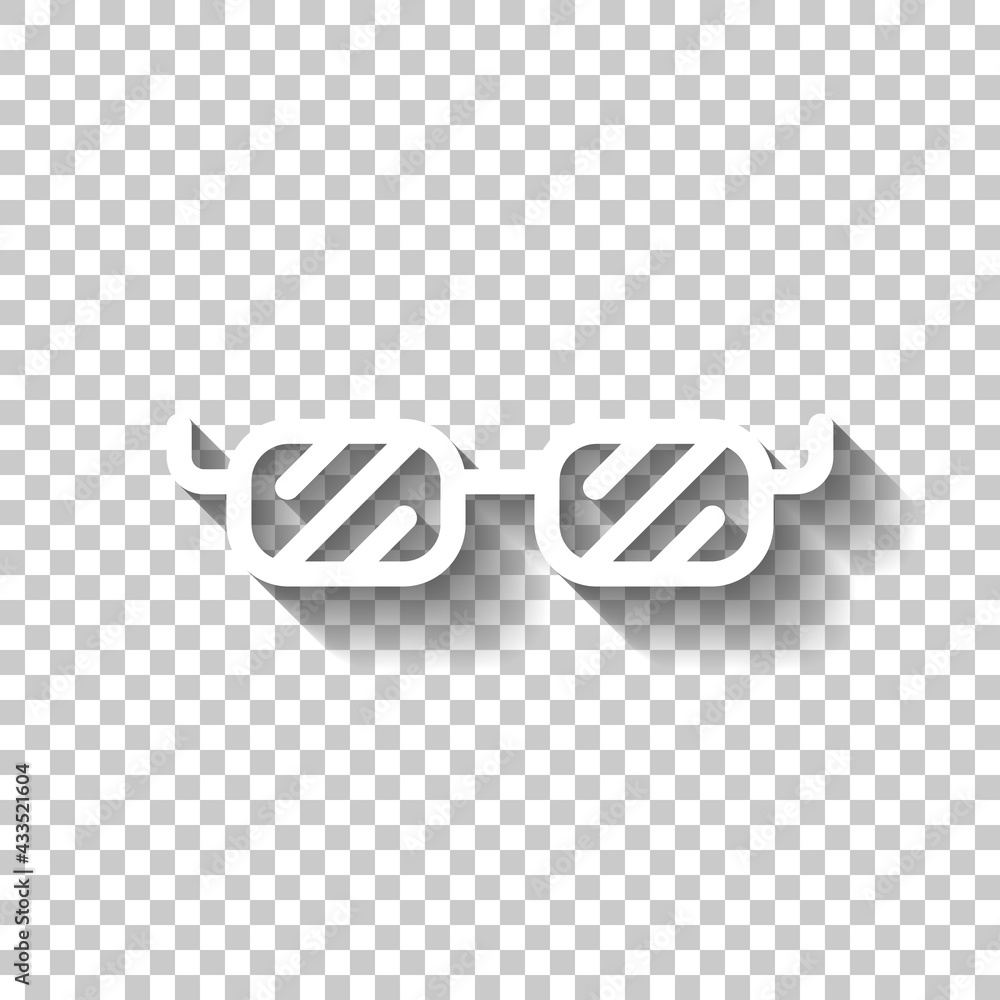 Poster square glasses, simple icon. white linear icon with editable stroke and shadow on transparent backgr