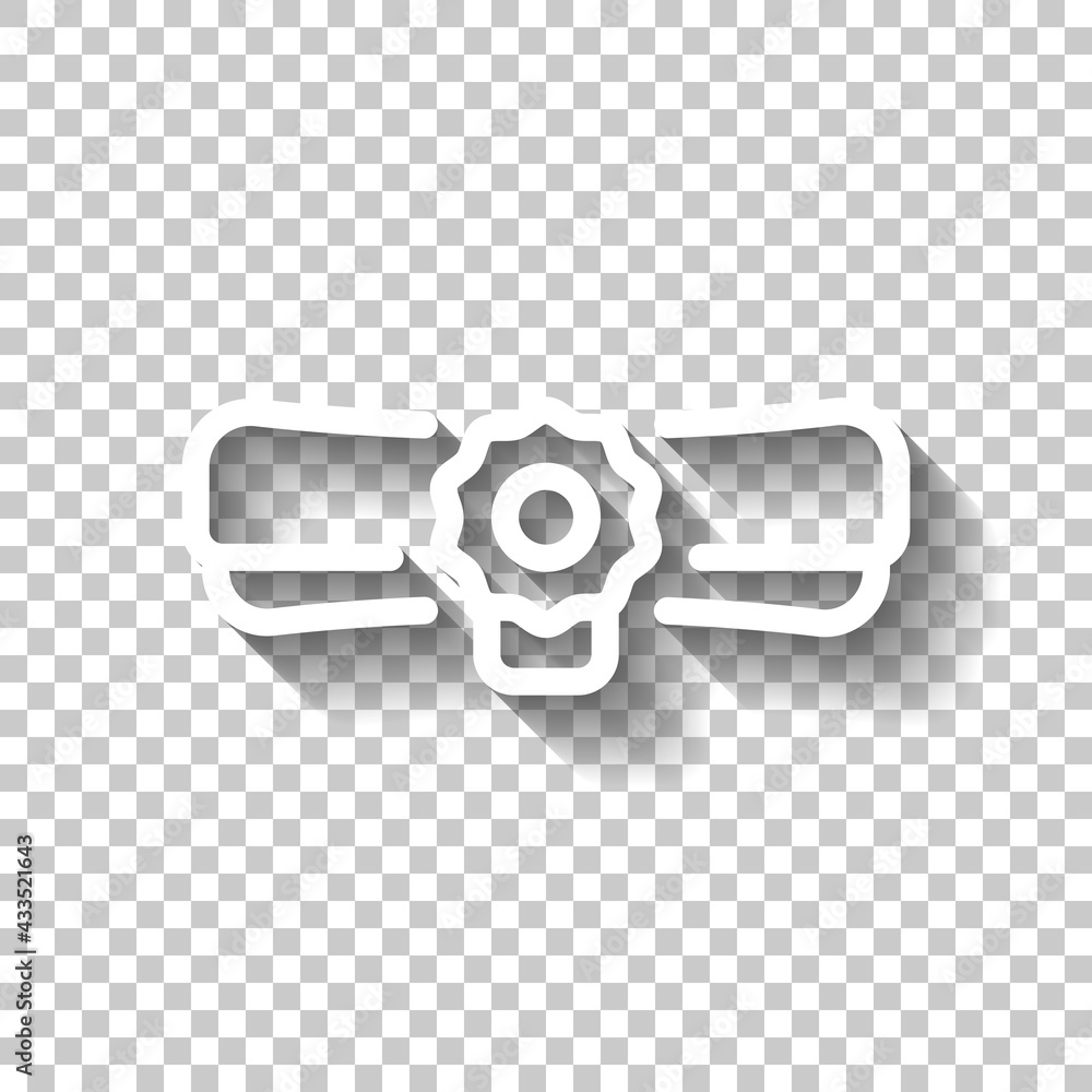 Poster diploma scroll, graduation certificate, simple icon. white linear icon with editable stroke and shad