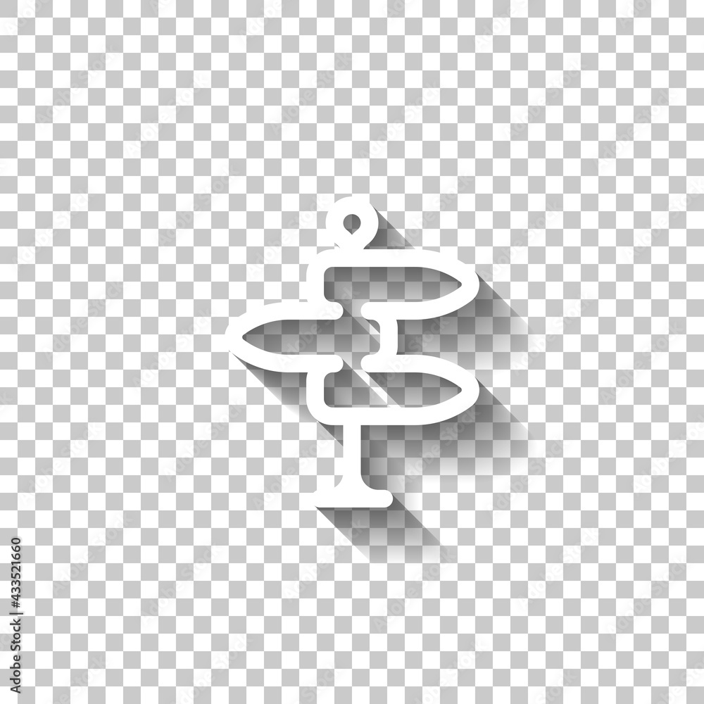 Poster signpost on the road, choice direction, simple icon. white linear icon with editable stroke and shad
