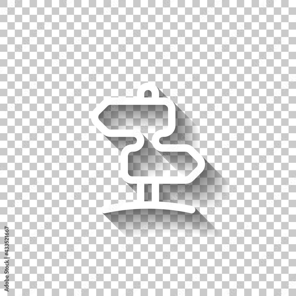 Poster signpost on the road, choice direction, simple icon. white linear icon with editable stroke and shad