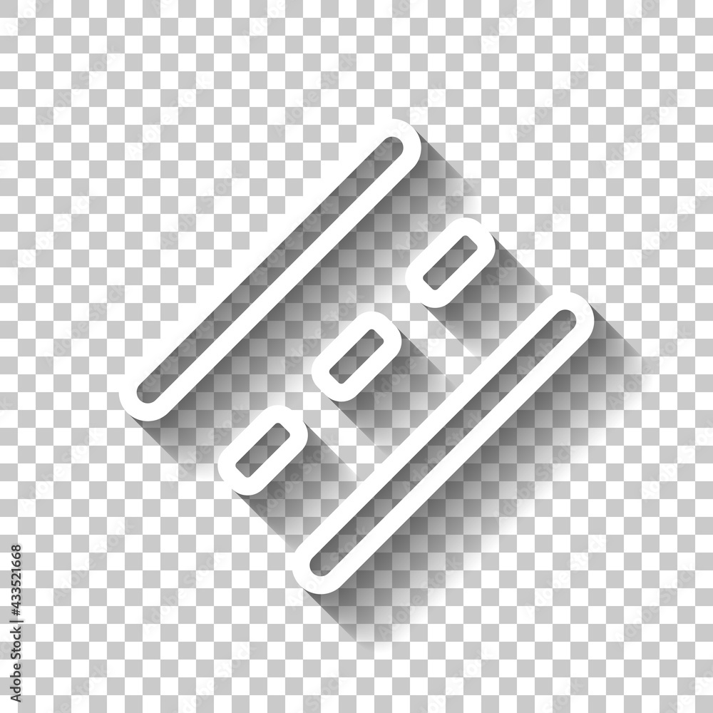 Poster road of highway, simple icon. white linear icon with editable stroke and shadow on transparent backg