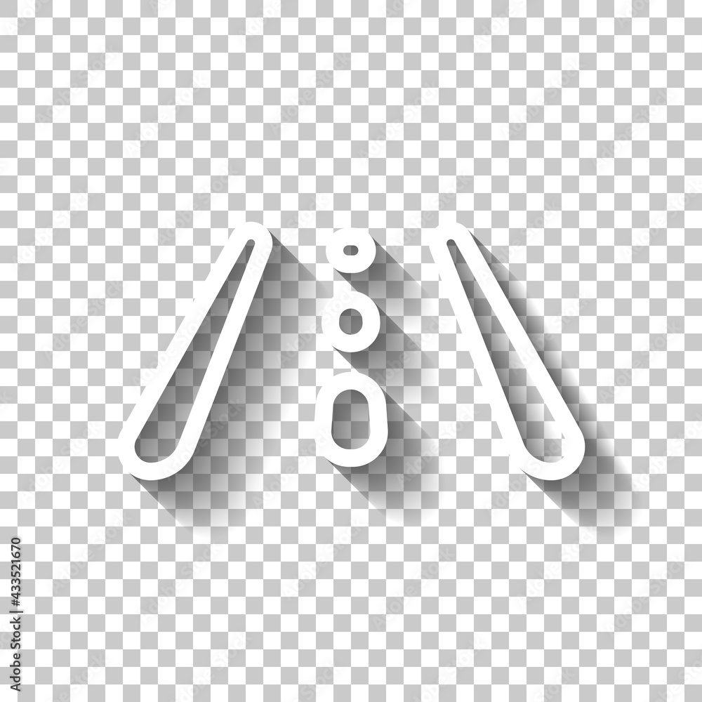 Poster road of highway, simple icon. white linear icon with editable stroke and shadow on transparent backg