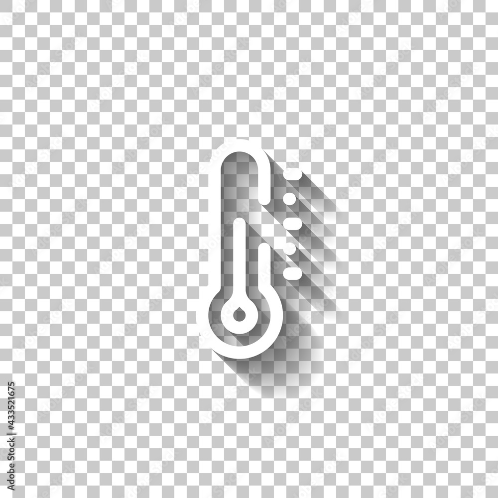 Poster temperature, simple icon. white linear icon with editable stroke and shadow on transparent backgroun