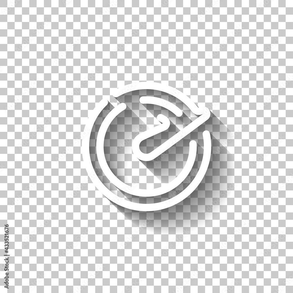 Poster speedometer or speed indicator of car, simple icon. white linear icon with editable stroke and shado