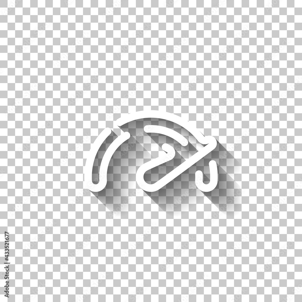 Poster speedometer or speed indicator of car, simple icon. white linear icon with editable stroke and shado