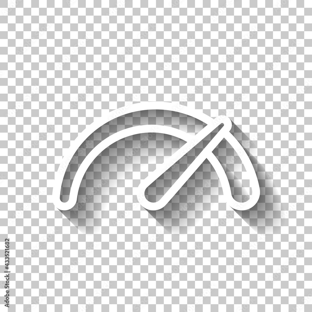 Poster speedometer or speed indicator of car, simple icon. white linear icon with editable stroke and shado