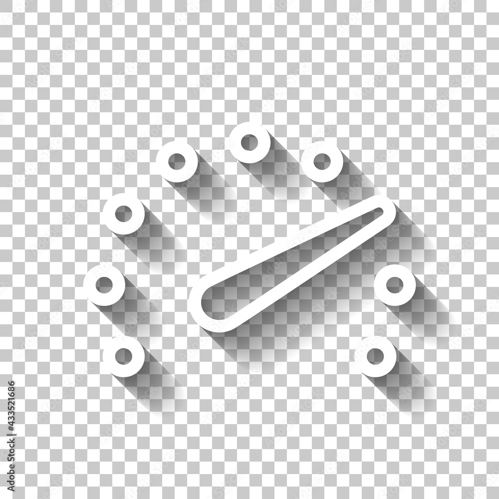 Poster speedometer or speed indicator of car, simple icon. white linear icon with editable stroke and shado
