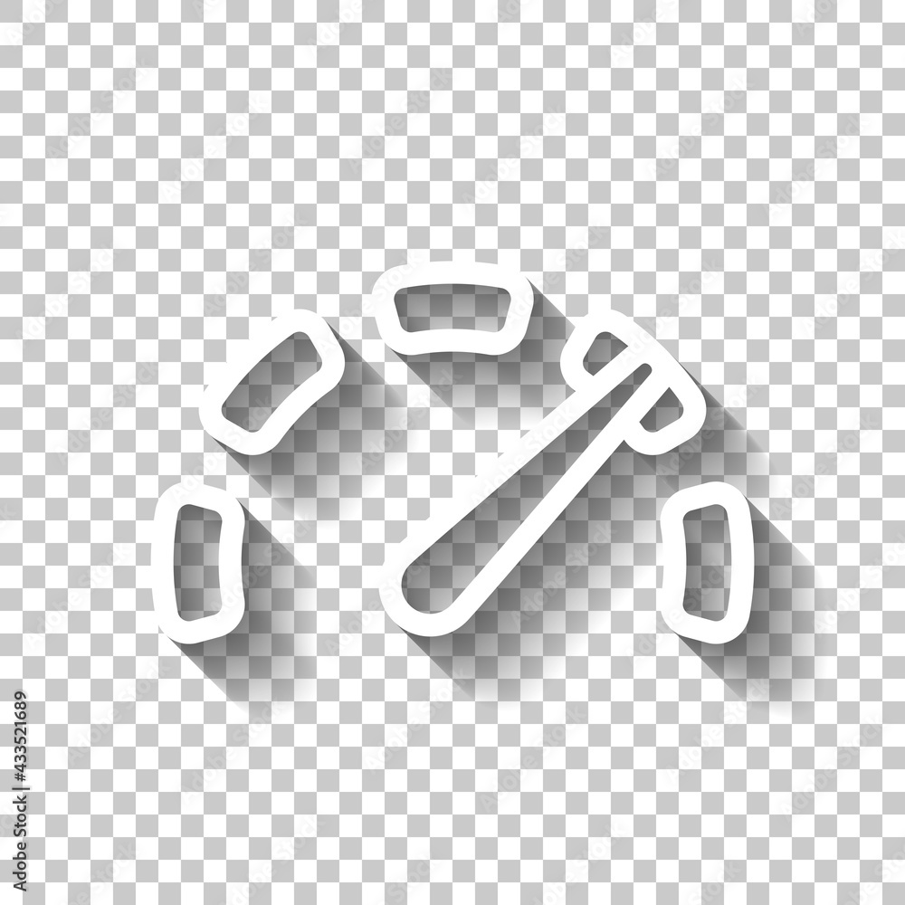 Poster speedometer or speed indicator of car, simple icon. white linear icon with editable stroke and shado