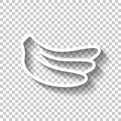 Banana, simple icon of fruit. White linear icon with editable stroke and shadow on transparent background