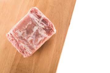 Pork fillet raw meat, close-up, isolated on white background