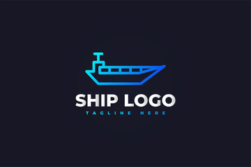 Blue Ship Logo for Delivery Business or Shipping Logos
