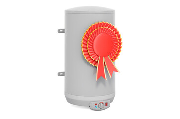 Electric boiler with best choice badge, 3D rendering