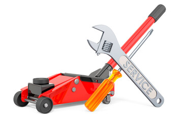 Fototapeta premium Service and repair of hydraulic floor jack. 3D rendering