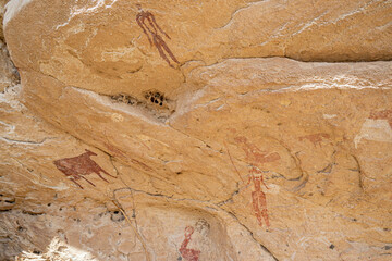 Cave paintings and petroglyphs in the Sahara desert,  Chad	