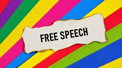 Free speech. An inscription on a piece of paper with burnt edges. A declaration against tyranny and...