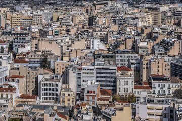 Fototapeta premium Panoramic view over the old town of Athens from Acropolis hill. Athens, Greece.