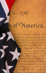 1776 us declaration of independence and flag