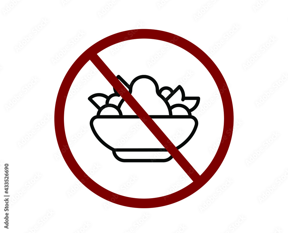 Poster no salad vector icon. editable stroke. symbol in line art style for design, presentation, website or