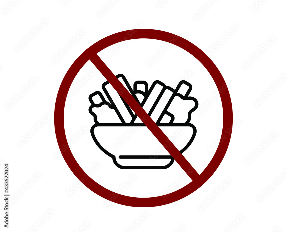 Poster no salad vector icon. editable stroke. symbol in line art style for design, presentation, website or
