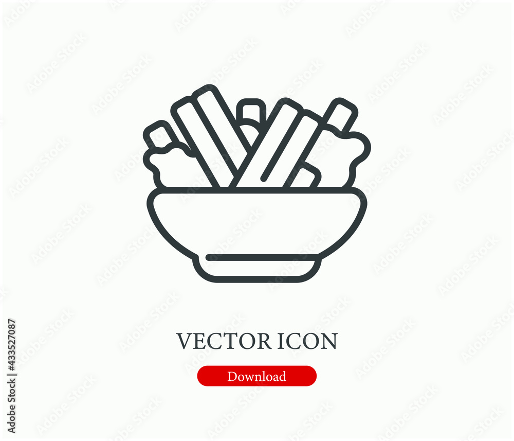 Poster salad vector icon. editable stroke. symbol in line art style for design, presentation, website or ap