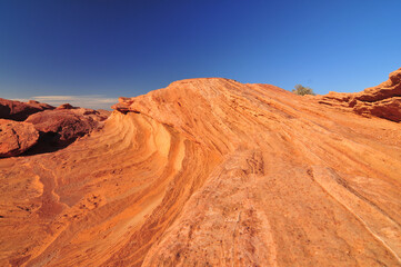 Fototapeta na wymiar orange Striated rock in the Arizona desert