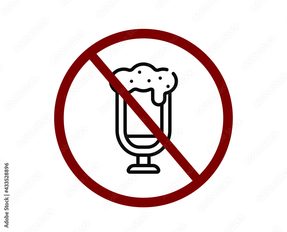 Poster no beer vector icon. editable stroke. symbol in line art style for design, presentation, website or 