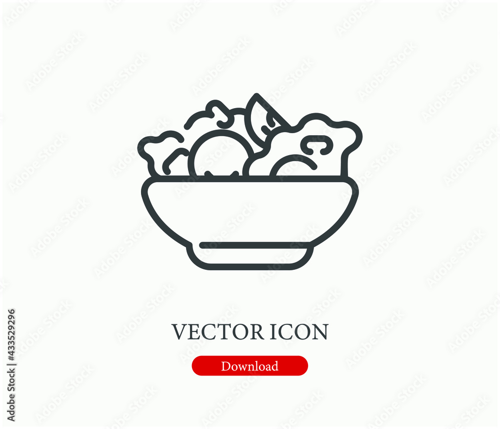 Poster salad vector icon. editable stroke. symbol in line art style for design, presentation, website or ap