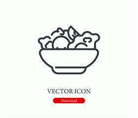 Salad vector icon.  Editable stroke. Symbol in Line Art Style for Design, Presentation, Website or Apps Elements, Logo. Pixel vector graphics - Vector