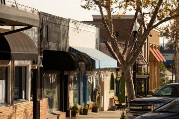 Afternoon view of the historic downtown district of Yorba Linda, California, USA.