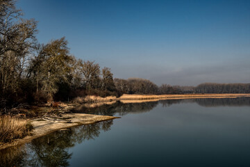 Fototapeta na wymiar Landscape At National Park River Danube Wetlands In Austria