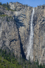 tall plume Ribbon Falls in Yosemite Falls California