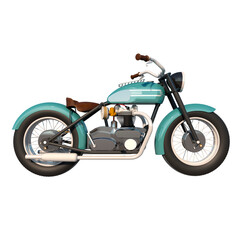 Fototapeta premium City urban motorcycle vitange 1950s 1- Lateral view white background 3D Rendering Ilustracion 3D