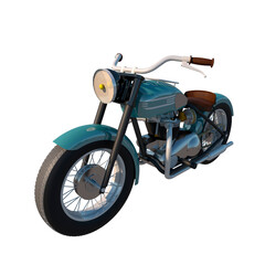 City urban motorcycle vitange 1950s 1- Perspective view white background 3D Rendering Ilustracion 3D