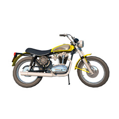 off road motorcycle motocross vitange 1960s 2- Lateral view white background 3D Rendering Ilustracion 3D